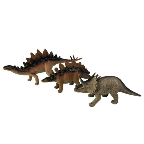 Vintage S. H. Toy Dinosaur Lot of 5 Stegosaurus Velociraptor Triceratops - Picture 5 of 6